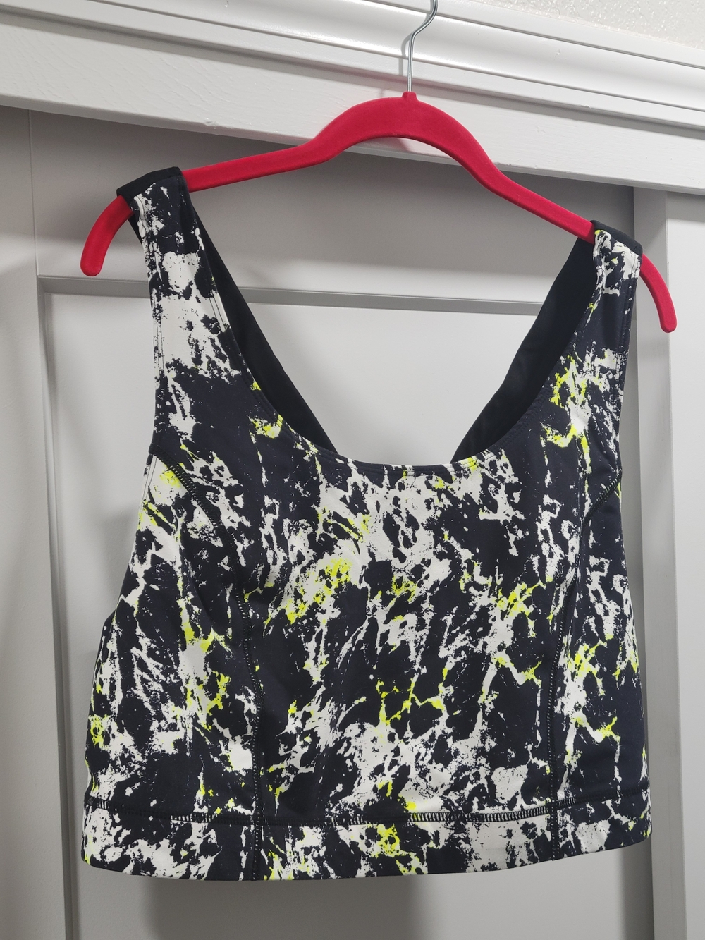 torrid Black, White & Neon Yellow Marble-Print Sports Bra